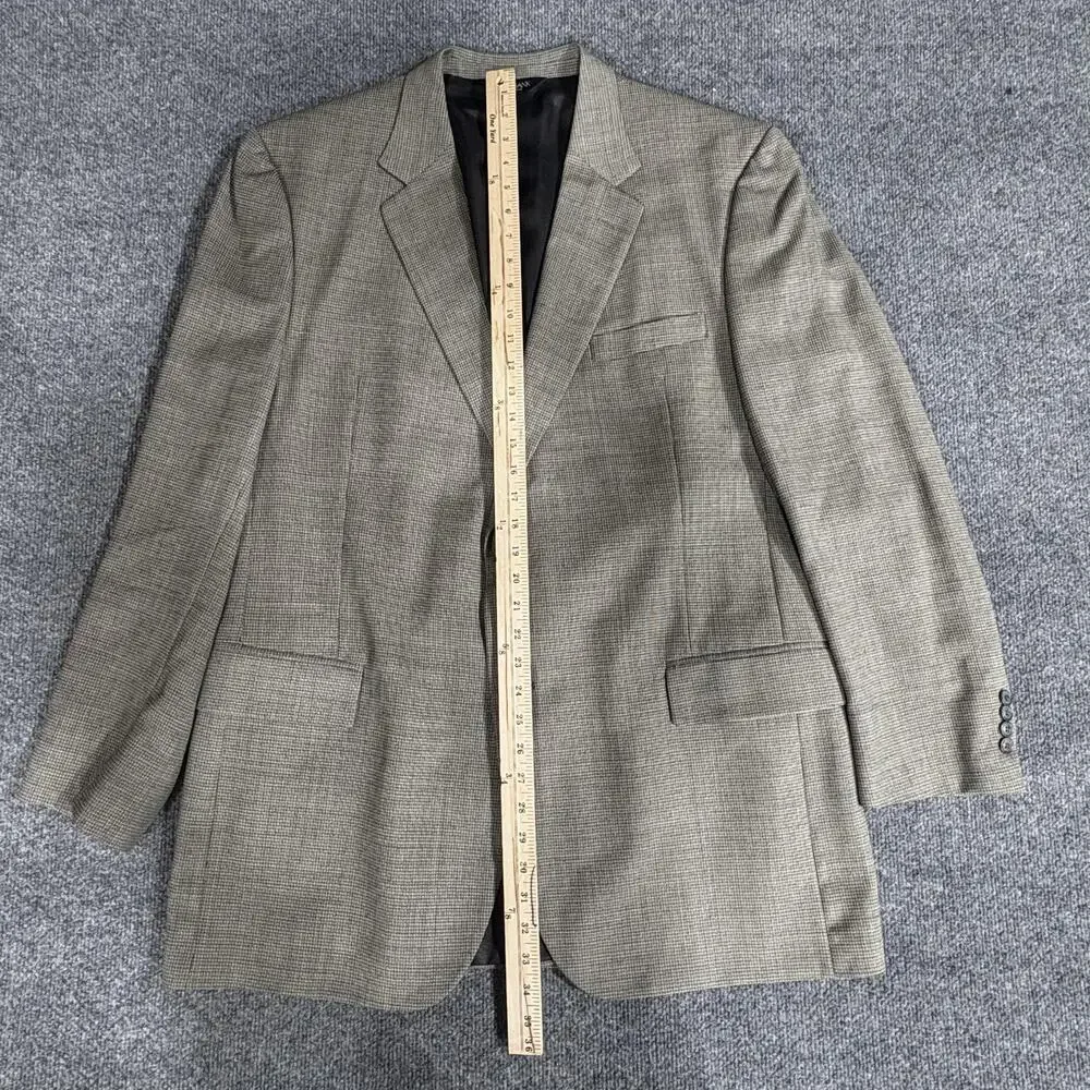 Jos A Bank Blazer Mens 46L Brown Black 100% Wool Sport Coat Jacket Checked